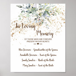 Kruidige en groene 'In Loving Memory' trouwbord Poster