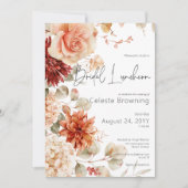 Kruidige Herfst Roest & Blush Boho Bloemen Bruids  Kaart (Voorkant)