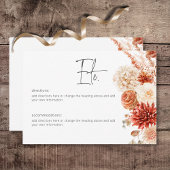Kruidige Herfst Roest & Blush Boho Bloemen Details Informatiekaartje