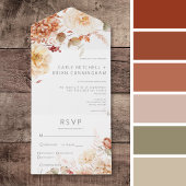 Kruidige Herfst Roest & Blush Boho Floral Dinner All In One Uitnodiging