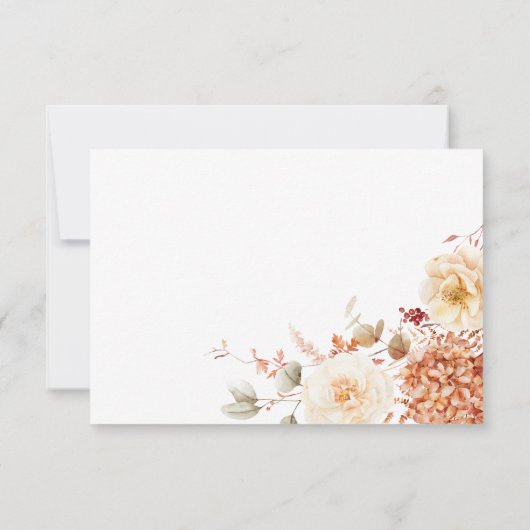 Kruidige Herfst Roest & Blush Boho Floral QR Code RSVP Kaartje (Achterkant)