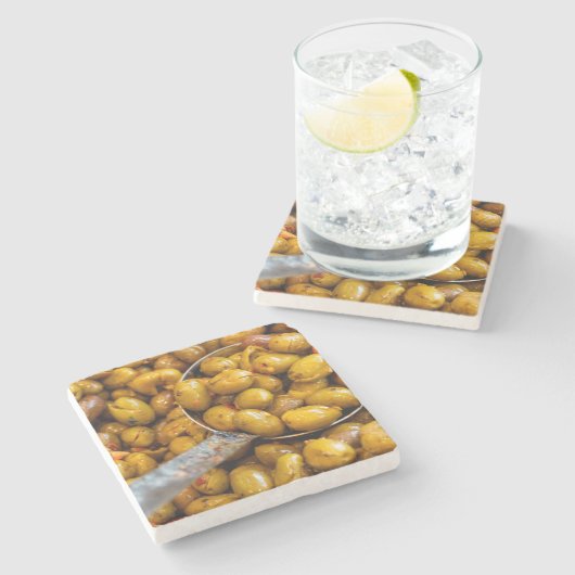 Kruidige Nocellara Etnea olijven Stenen Onderzetter (Zijkant)