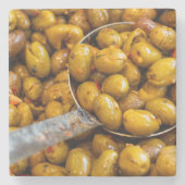 Kruidige Nocellara Etnea olijven Stenen Onderzetter (Voorkant)