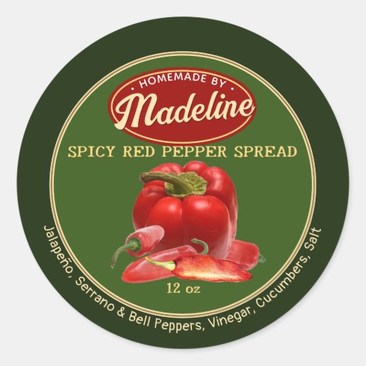 Kruidige rode peper Spread Groen en Rood Ronde Sticker (Voorkant)