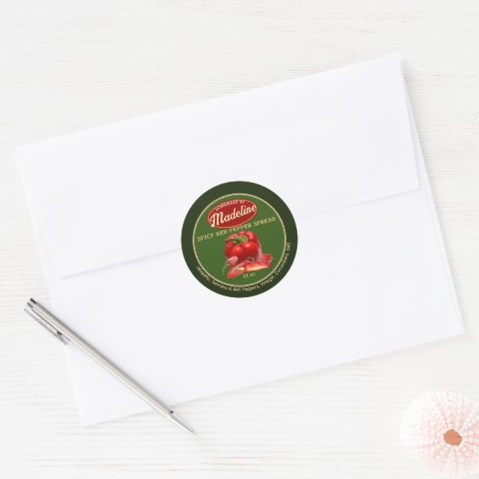 Kruidige rode peper Spread Groen en Rood Ronde Sticker (Envelop)