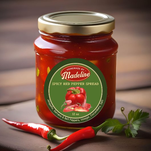 Kruidige rode peper Spread Groen en Rood Ronde Sticker