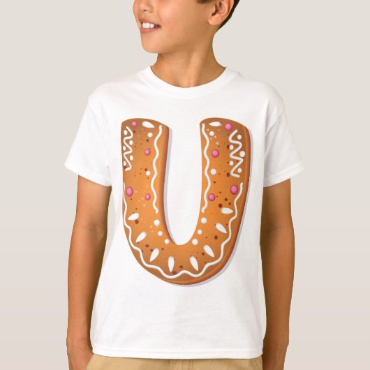 Kruidkoek Letter U Monogram Kerstkoekje T-shirt (Voorkant)