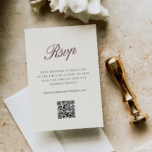 Kruidnagel Klassieke Huwelijks- QR-code RSVP Informatiekaartje