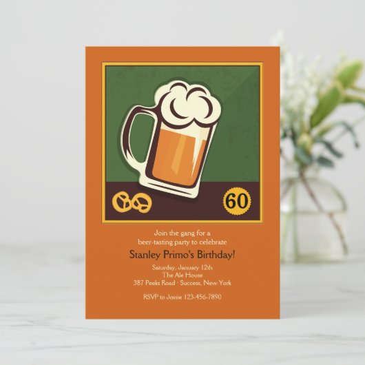 Kruik Bier Uitnodiging (Staand voorkant)