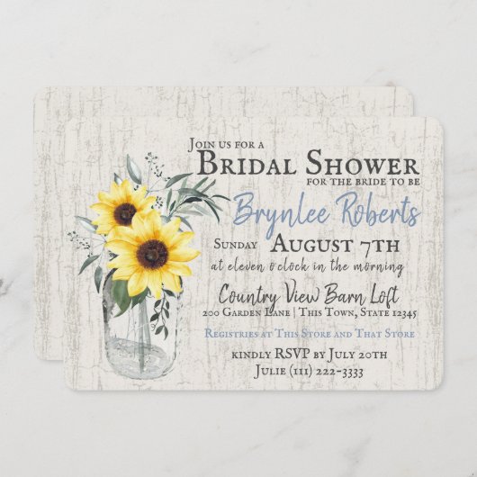 Kruik en Zonnebloemen Rustiek Vrijgezellenfeest Kaart (Voorkant / Achterkant)