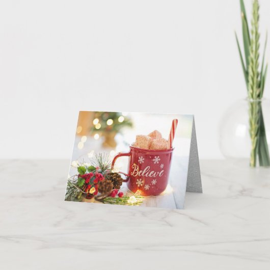 Kruik 'Geloof', Marshmallows, Kerstdecoraties Feestdagen Kaart (Voorkant)