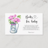 Kruik van bloemen baby shower boeken voor baby informatiekaartje (Voorkant)