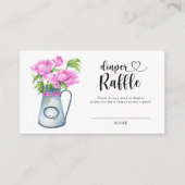 Kruik van bloemen baby shower luier loterij informatiekaartje (Voorkant)