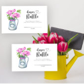 Kruik van bloemen baby shower luier loterij informatiekaartje