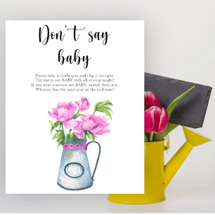 Kruik van bloemen baby shower - Niet zeggen baby P Poster