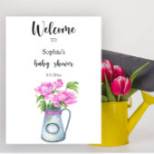 Kruik van bloemen Welkom in baby shower Poster