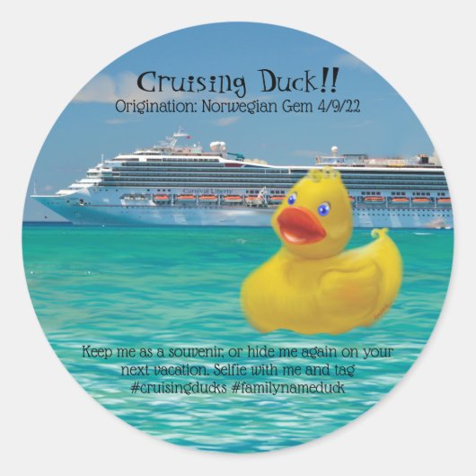 Kruimelend eend- en cruiseschip voor de overneming ronde sticker (Voorkant)
