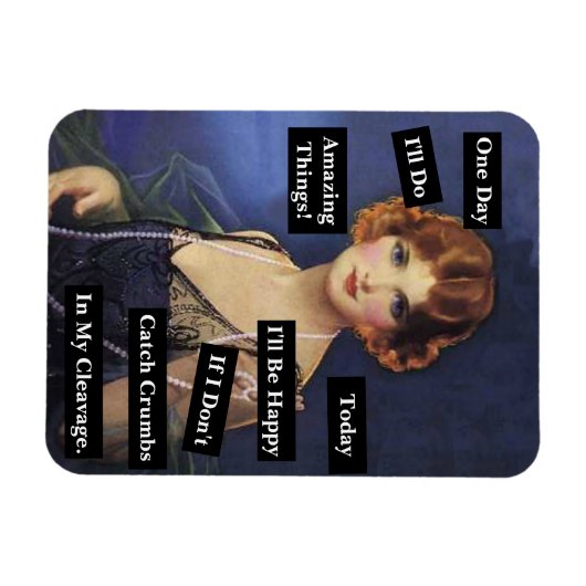 Kruimels in mijn decolleté  dame grappig magneet (Horizontaal)