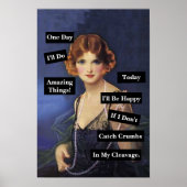 Kruimels in mijn decolleté  dame grappig poster (Voorkant)