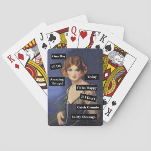 Kruimels in mijn decolleté Vintage dame Funny  Pokerkaarten
