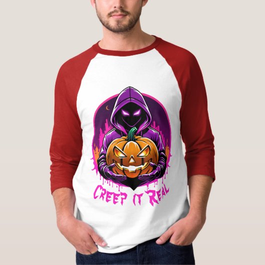 Kruip het echt, griezelige Halloween-illustratie T-shirt (Voorkant)