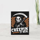 Kruip het echt retro Grim Reaper grappige Hallowee Kaart (Voorkant)