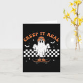 Kruip het echt spook skateboard retro schattig Hal Kaart (Gele Bloem)