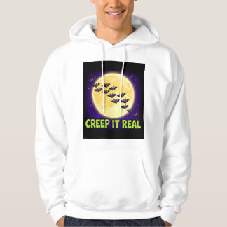Kruip het echt vleermuizen maan Halloween Hoodie
