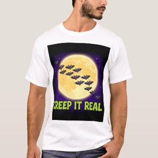 Kruip het echt vleermuizen maan Halloween T-shirt