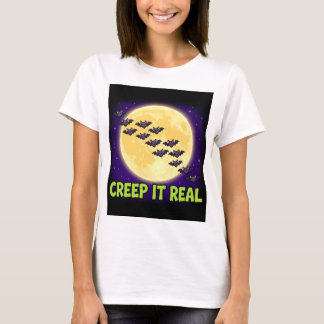 Kruip het echt vleermuizen maan Halloween T-shirt