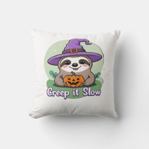 Kruip het langzaam � Schattig Halloween luiaard sh Kussen