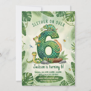Kruip naar de Reptiel Jungle 6e Verjaardag Kaart