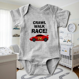 Kruip Wandel Race grappige auto race baby romper