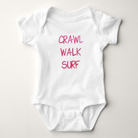 Kruip Wandel Surf met Roze Lettertype Romper (Voorkant)