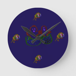 Kruipelingen met regenboogkleurige bloemen ronde klok