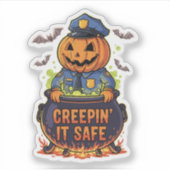Kruipen is Veilig – Grappig Spookagent Halloween-o Sticker (Voorkant)