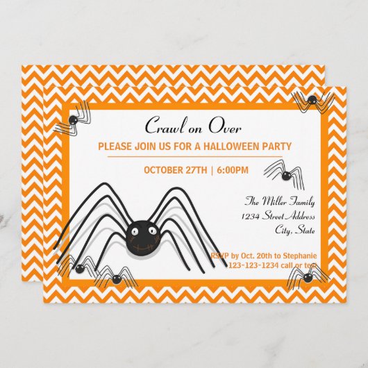 kruipen over over - Halloween Party nodigt uit Kaart (Voorkant / Achterkant)