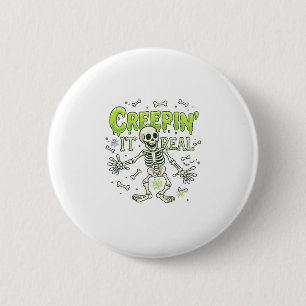 Kruipend Het Echt Skelet Halloween Botten Spinnenw Ronde Button 5,7 Cm