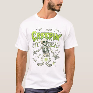 Kruipend Het Echt Skelet Halloween Botten Spinnenw T-shirt