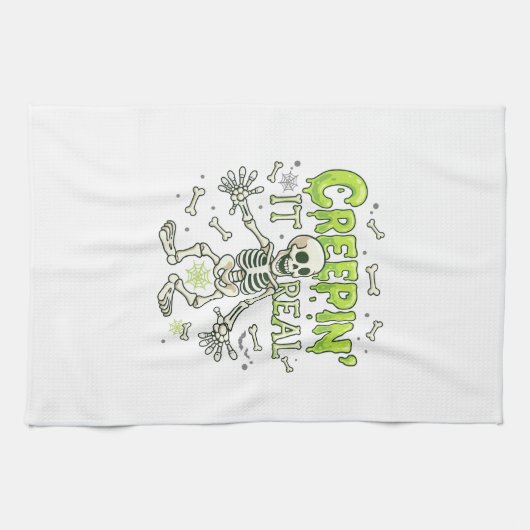 Kruipend Het Echt Skelet Halloween Botten Spinnenw Theedoek (Horizontaal)