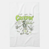 Kruipend Het Echt Skelet Halloween Botten Spinnenw Theedoek (Verticaal)