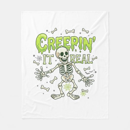 Kruipend Het Werkelijke Skelet Halloween Botten Sp Fleece Deken (Voorkant)