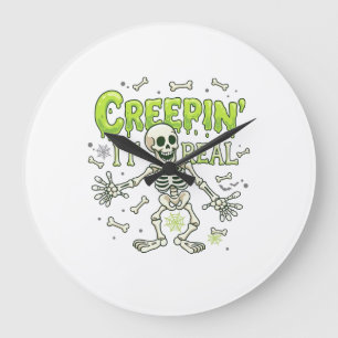 Kruipend Het Werkelijke Skelet Halloween Botten Sp Grote Klok