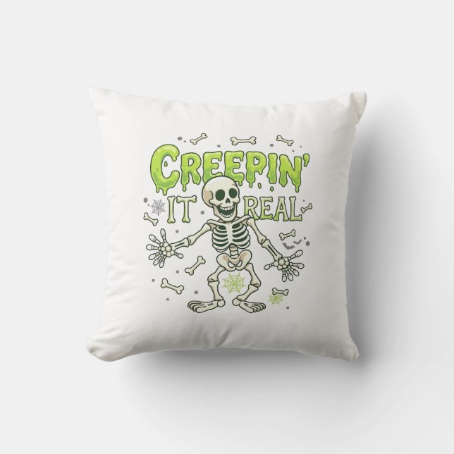 Kruipend Het Werkelijke Skelet Halloween Botten Sp Kussen (Voorkant)