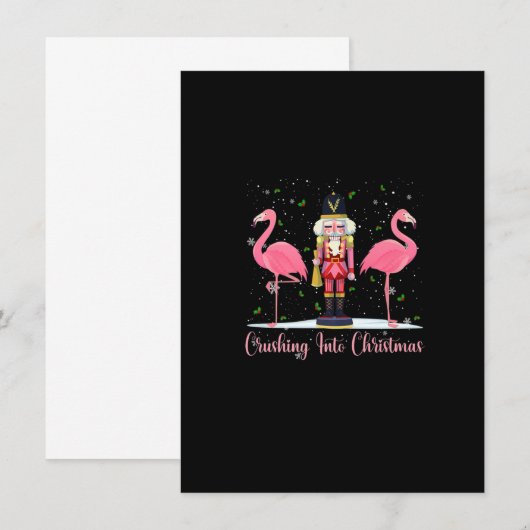 kruiper op kerstmis flamingo roze nootkraker kaart (Voorkant / Achterkant)