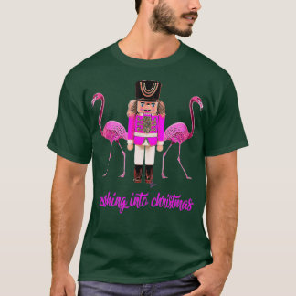 kruiper op kerstmis flamingo roze nootkraker t-shirt