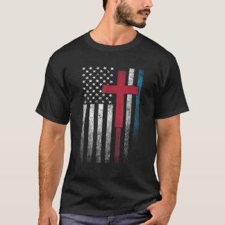 Kruis 4 juli Amerikaanse Vlag VS Amerika Patrio T-shirt