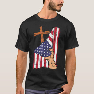 Kruis achter ons aan Vlag Religieuze God Jezus Pat T-shirt
