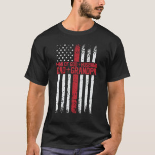 Kruis Amerikaanse vlag Man van God Echtgenoot Vade T-shirt