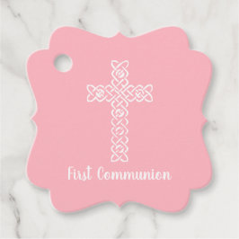 Kruis | Baby roze communiqué baptisme Christening Bedankjes Labels